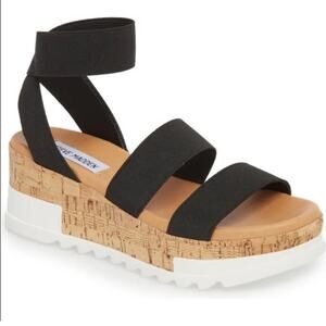 Steve Madden Bandi Black Platform Strappy Shoes Sandals size 7.5